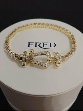 FRED Gold Crystal-Accented Buckle Bracelet